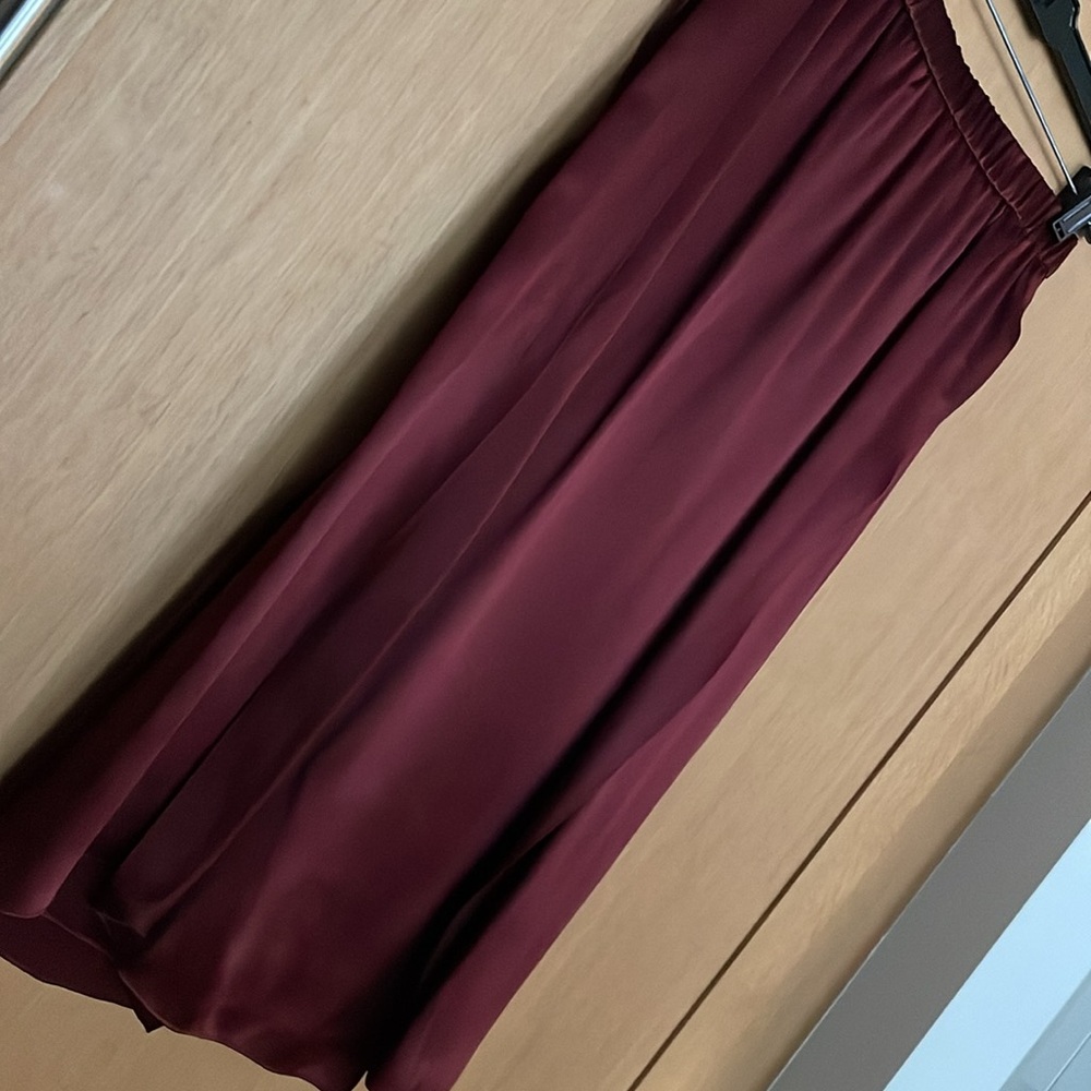 VINCE Satin Silk Drape Wrap Skirt XS Merlot burgundy SILK SLIP SKIRT